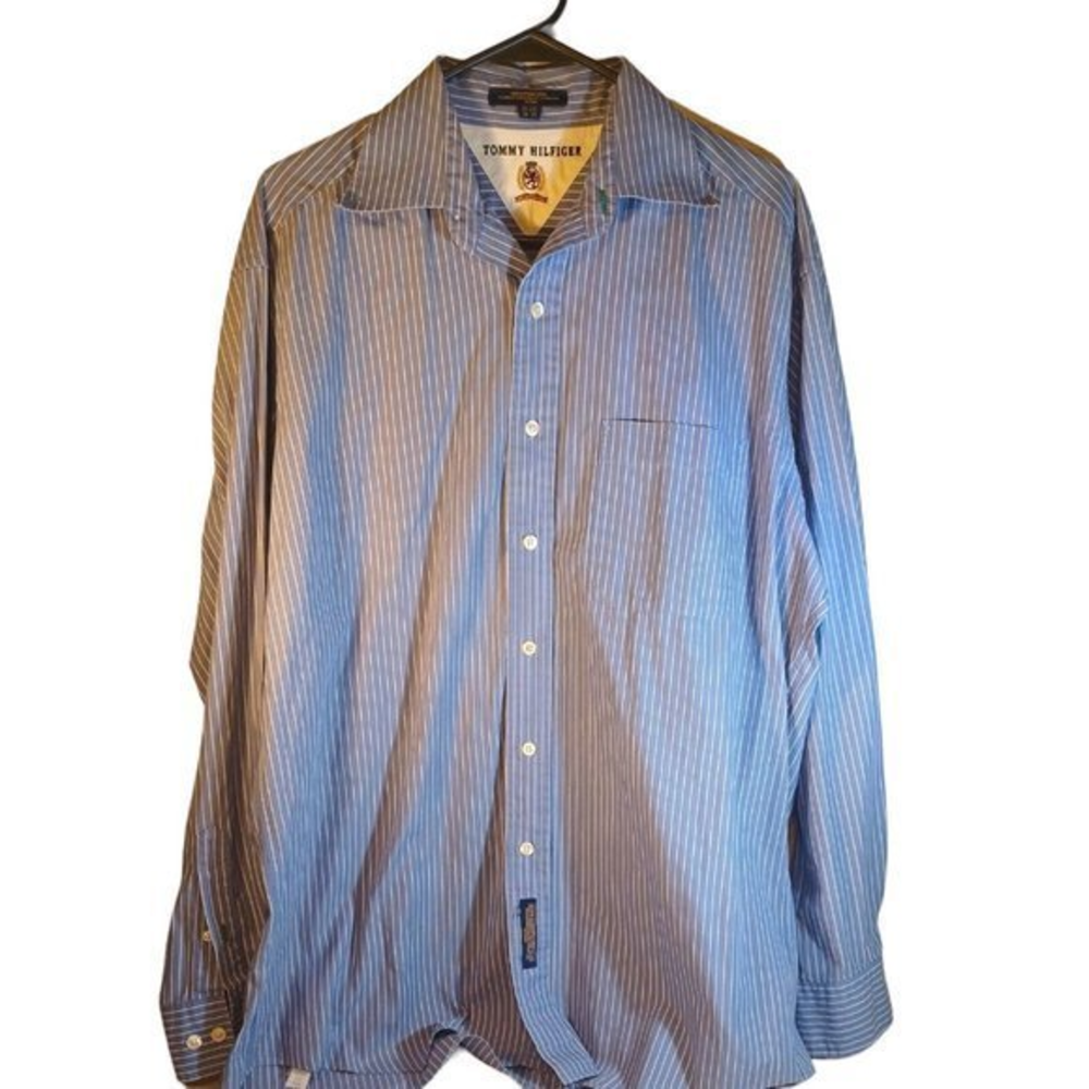 Classic Retro Style Tommy Hilfiger Men's Button-up Long Sleeve Shirt 15.5 X34/35